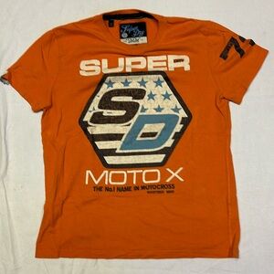 Super Dry Men’s Jin Jab Co. Moto-X Orange T-Shirt Size Large